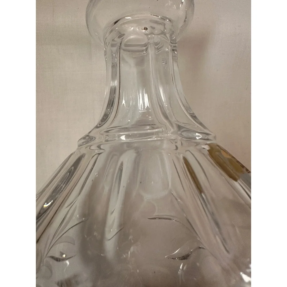 Gorham Lead Crystal Whiskey Decanter‎ Floral Diamond Cut WGermany 11 inch Clear